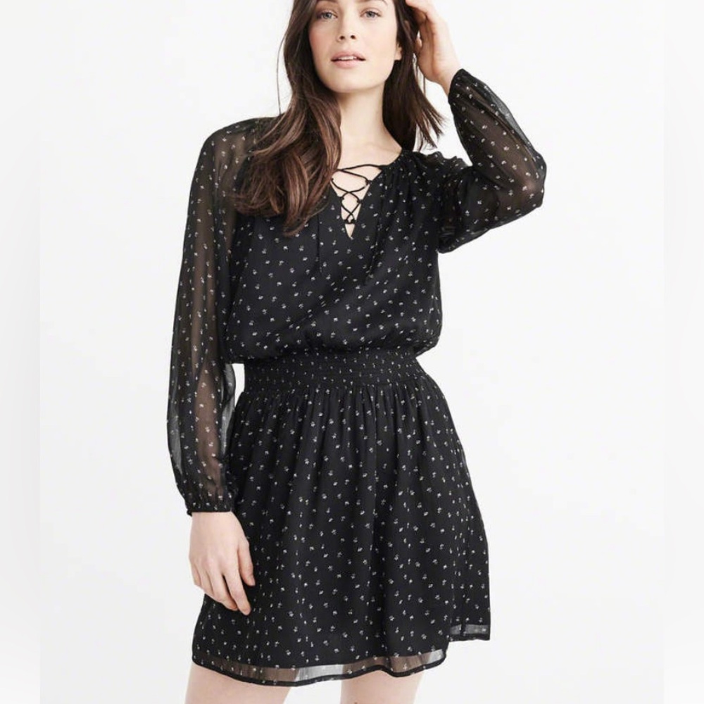 Abercrombie & Fitch Black Long Sleeve Mini Dress Size XL